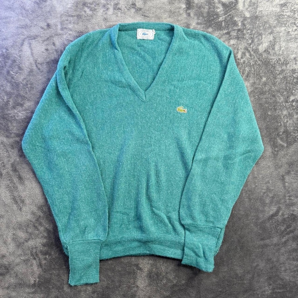 Vintage Izod Lacoste Sweater Men's Medium Green v neck